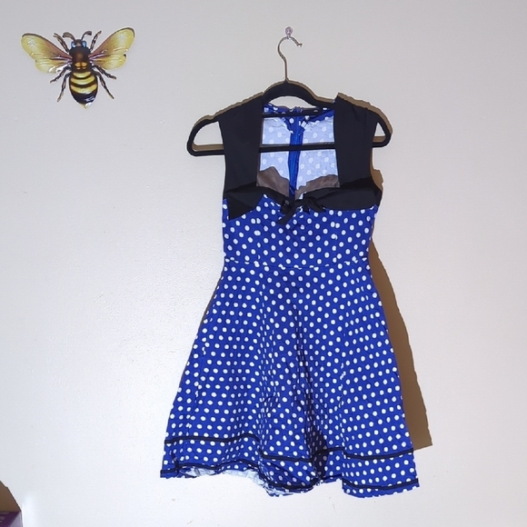None Dresses & Skirts - Blue Polka Dot Dress